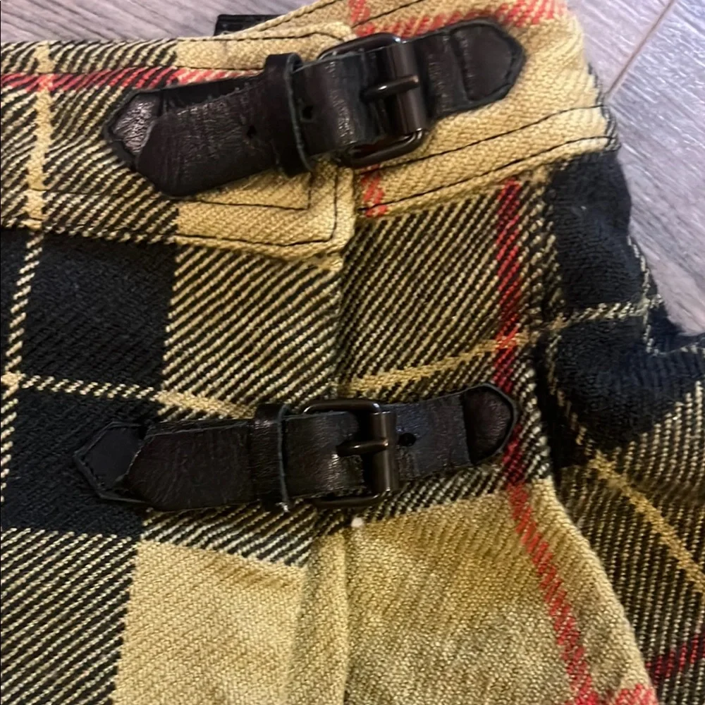 Bonpoint wool Yellow and Black Pleated Skirt leather buckle